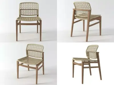 Chair four rattan chairs 3D model