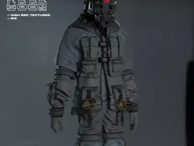 Scifi Character - Cyberpunk Enforcer Low-poly 3D model