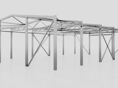 Cold hangar construction Low-poly 3D model
