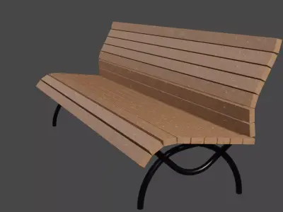 Park bench Low-poly 3D model 8
