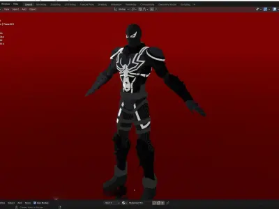 Agent Venom Toonshade rigged Blender Low-poly 3D model