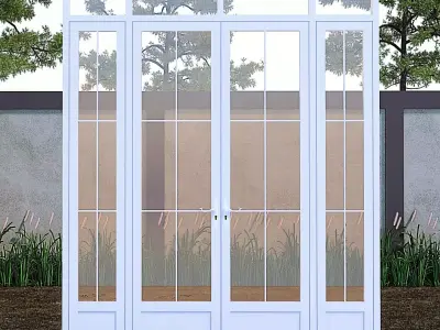 Wooden And Glasses Door Design  3D model