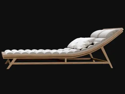 Double wooden outdoor chaise lounge L16  3D model