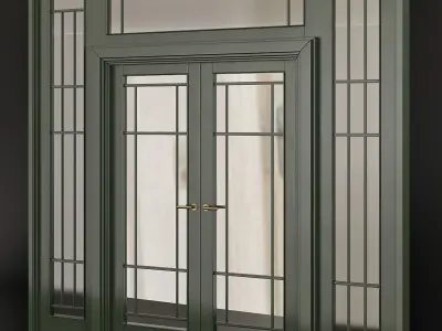 Doors low poly 3d model collection door with glass panels Low-poly 3D model
