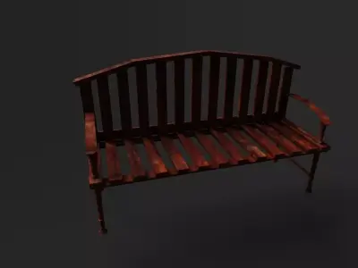 Woodern Bench Low-poly 3D model