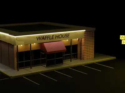 Low poly Waffle House Free 3D model