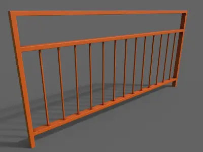 PBR Pedestrian Guard Rail Orange V3 Low-poly 3D model