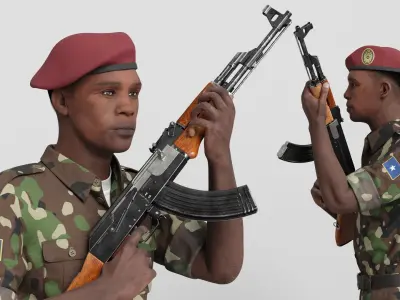  Armed AK-47 Soldier in Uniform Fur 