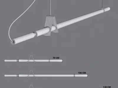 Linear minimalist style chandelier modern led strip light Low-poly 3D model