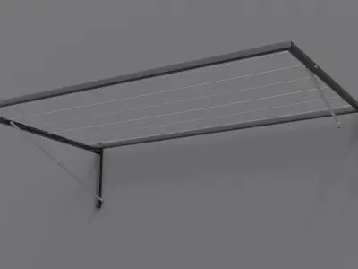 Wall-mounted clothes line - dark Low-poly 3D model