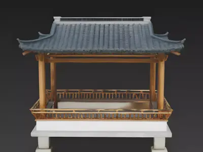 Traditional Chinese Waterside Viewing Kiosk 3D Model Low-poly 3D model
