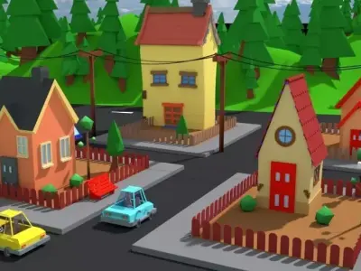 Cartoon Village  3D model