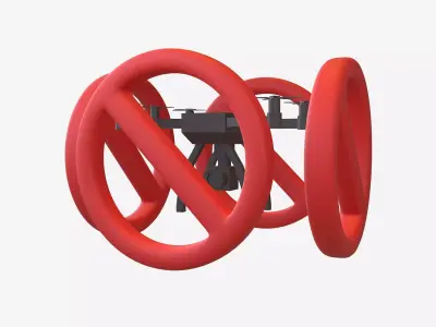 No Drone Zone 3D Icon v1 001 Low-poly 3D model
