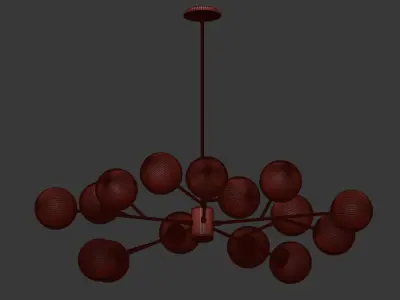 Orion 15 Light Pendant in Gold Black 3D model