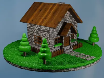 HOUSES  4 models 3D simple design  Low-poly 3D model