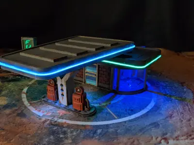 LIGHT UP FUEL STATION FOR 32MM GAMING 3D print model