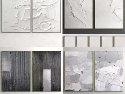 6 different Plaster Two Photo Frame  3D Model Pack