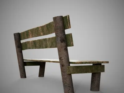 Low-poly 3D model  wooden benchl Free Free low-poly 3D model