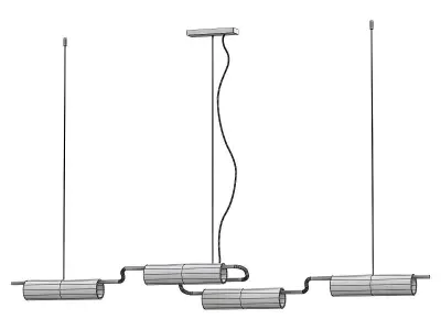 lucina-long 2 pendant light with three glass shades hanging f... 3D model