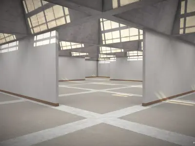 VR Art Gallery Low-poly 3D model