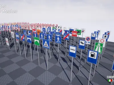 Italian Traffic Signs - more than 170 Signs Low-poly 3D model