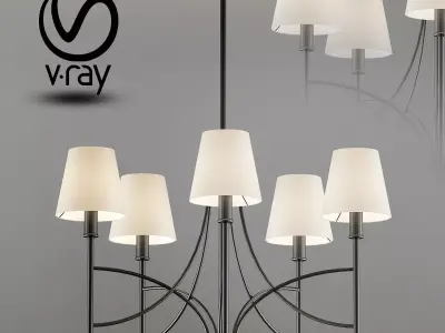Millau Collection 5 Light Satin Gold Chandelier with  3D model