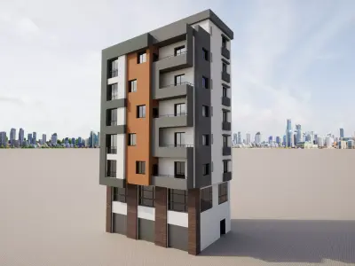 Building ground floor and 5 floors 3D model