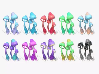 10 Fantasy Mushroom D Collection - Scene Backdrop Design 3D Model Pack