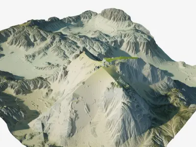 Highly detailed sci-fi desert terrain 3D model