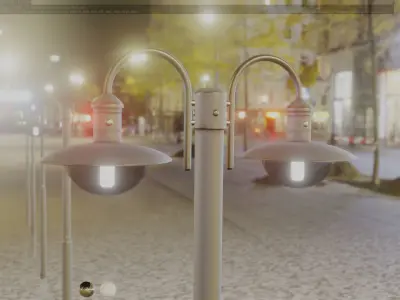 Street Light -7- Matt Black Version -2 Lamps- Low-poly 3D model