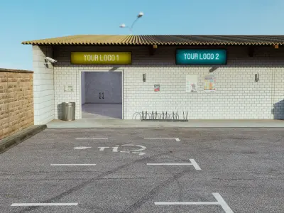 realistic urban store - blender scene Low-poly 3D model