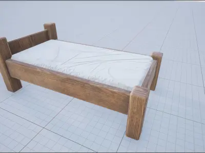 Single Bed Game Asset Free low-poly 3D model