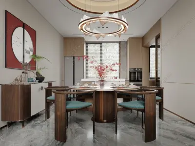 Chinese style villa interior design scene 03 3D model 3D model