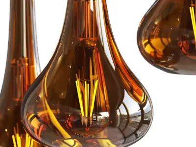 Golden Glass Ceiling Lamp 3D model
