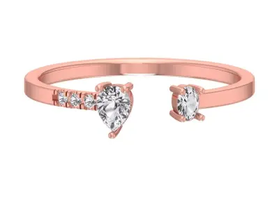 Solitaire Women Light Weight Pear Oval Stone Band Ring 3D print model