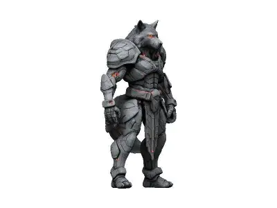 Wolf Cyborg Low-poly 3D model