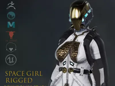 Space Girl Low-poly 3D model