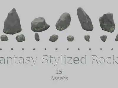 Fantasy Stylized Rock Pack Low-poly 3D model