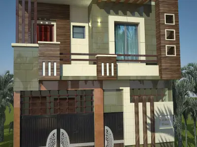 House Front 25 to 35 and Side 50 to 60 Residential 154 Low-poly 3D model