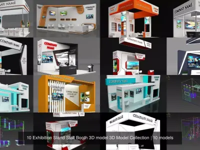 10 Exhibition Stand Stall Booth 3D model 3D Model Collection 3D Model Pack