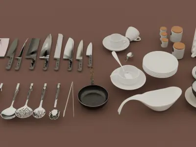 Kitchenware 50 Items 3D model