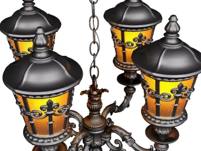 Streetlight Outdoor Hanging pendant lamp chandelier lantern lamp 3D model