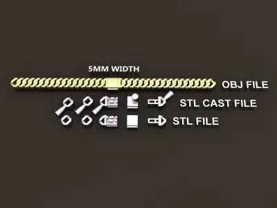 Cuban Chain Link Box Style 5MM WIDTH  3D print model