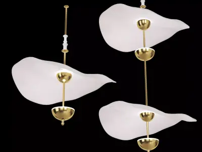Envolee three light fixtures with gold finish 3D model