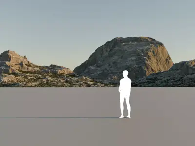 Three Rocky Grey Mountains Landscape 3D model
