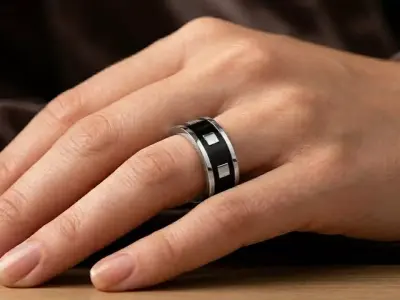 Dynasty 9mm Architectural Square Band 18k Pink Gold Black Enamel 3D print model