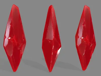 crystal set three crystals Low-poly 3D model