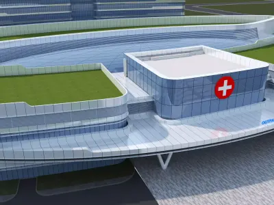 hospital building with  Low-poly 3D model
