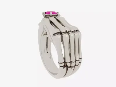 3D Detailed Skeleton Finger Ring with Bone Band 3D model