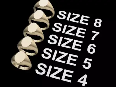 Dainty Oval Signet Ring Mix Sizes 3D print model